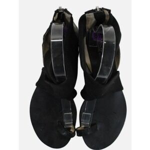 Michael Kors Black Suede‎ Toe Loop Sandals Ankle Strap Back Zip Womens 8.5 $169